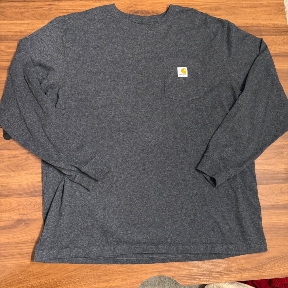 Carhartt Mens 2XL Loose Fit Long Sleeve Pocket T-Shirt Charcoal Heather